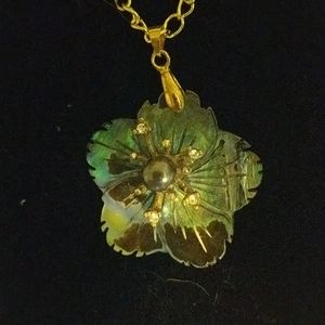 Abalone shell flower necklace with crystals